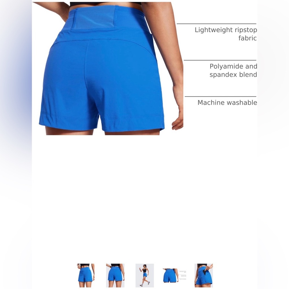 EUC CRZ YOGA Bright Blue High-Waist Athletic Shorts with Zip Pockets - Picture 4 of 8